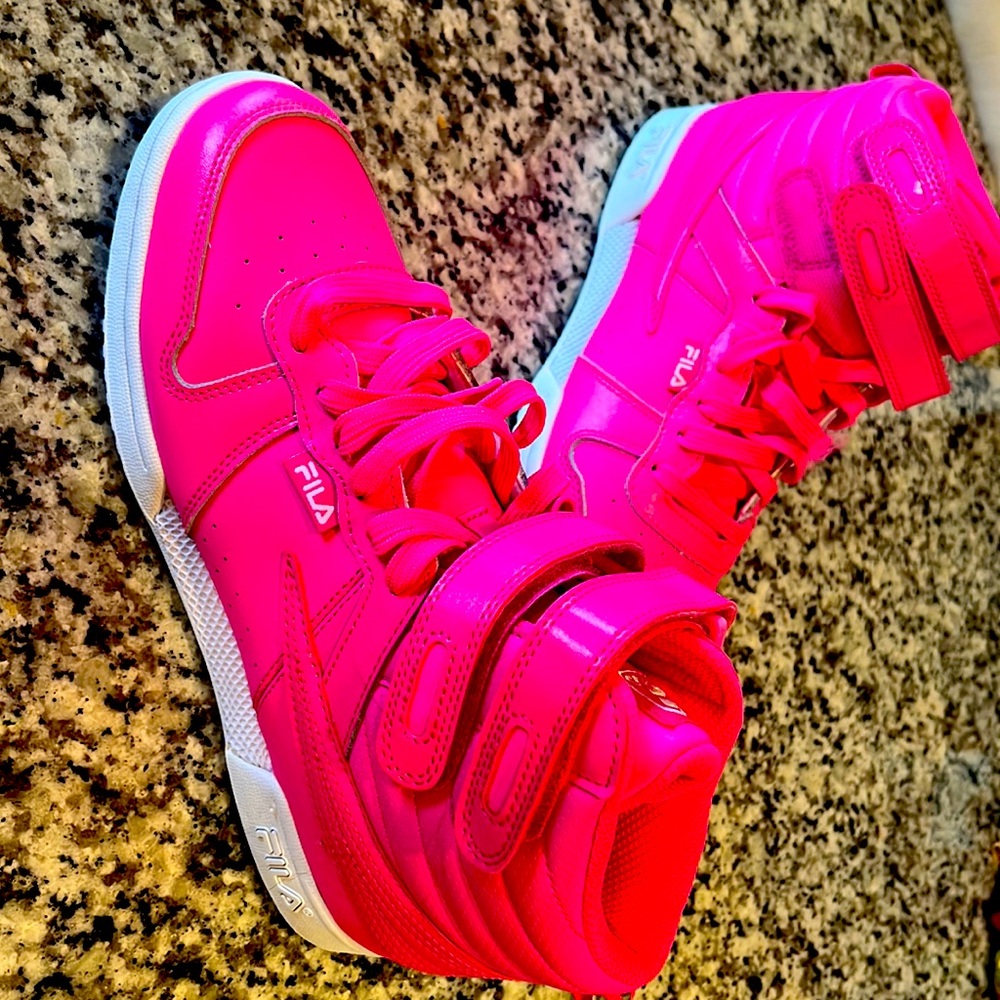 Pink Hightop Fila Tennis Shoes